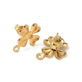 304 находка серег из нержавеющей стали, с горизонтальными петлями, ионное покрытие (ip), клевер