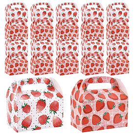 12шт. 2цвета: складные бумажные коробки для конфет с ручкой и принтом клубники, для упаковки подарков на свадьбу, прямоугольные