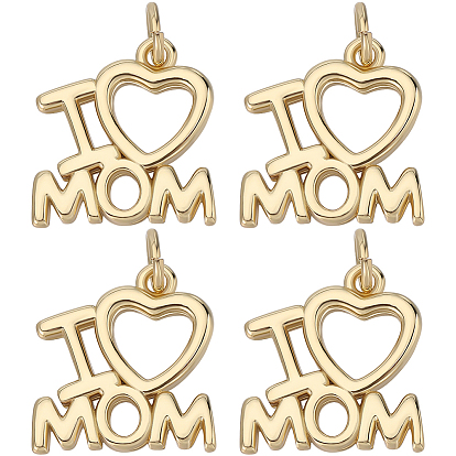 8шт. День матери стойка позолоченные латунные подвески, с целью перехода в кольце, без кадмия и без свинца, долговечный, слово я люблю маму очарование
