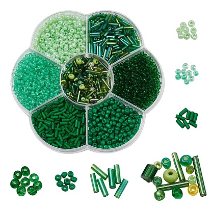 7 Style Baking Paint & Transparent Inside Colours & Transparent & Ceylon Glass Seed Beads, Glass Bugle Beads, for Jewelry Making