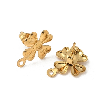 304 находка серег из нержавеющей стали, с горизонтальными петлями, ионное покрытие (ip), клевер