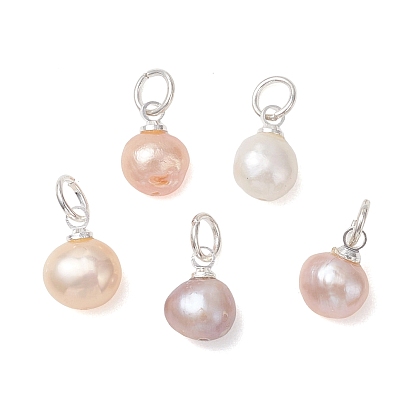 Подвески из натурального культивированного пресноводного жемчуга с двух сторон полированные, латуни и 304 результатов из нержавеющей стали, цвет морской раковины