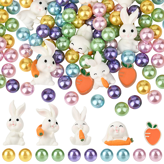 8 шт. 4 стили украшения для показа кроликов из смолы, с пластиковыми бусинами, имитирующими жемчуг, 100шт.