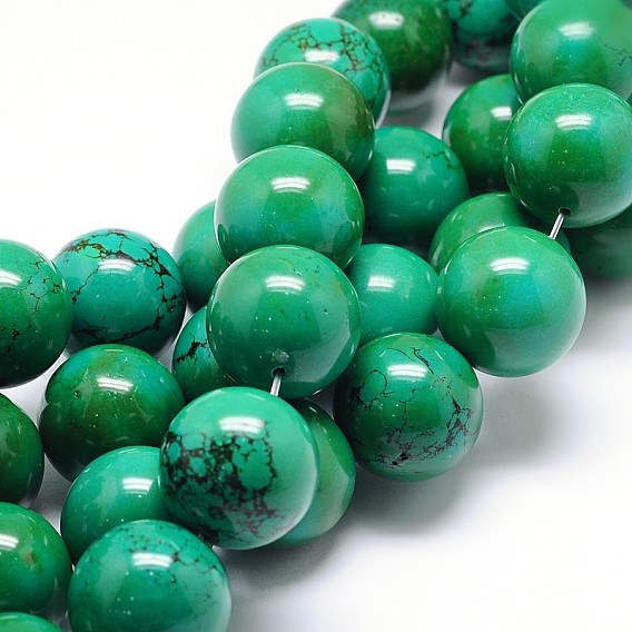 Natural Magnesite Round Bead Strands, Dyed & Heated