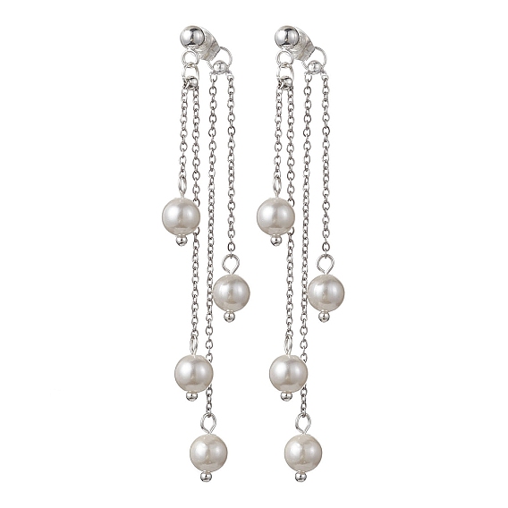 Aretes de perlas naturales en la parte delantera y trasera, aretes con borlas y cadenas de aleación
