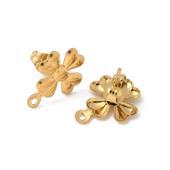 304 находка серег из нержавеющей стали, с горизонтальными петлями, ионное покрытие (ip), клевер