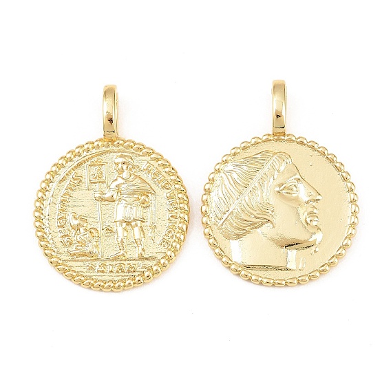 Латунные подвески, плоский круглый с человеческими прелестями, долговечный, стойки покрытие, без свинца и без кадмия