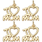 8шт. День матери стойка позолоченные латунные подвески, с целью перехода в кольце, без кадмия и без свинца, долговечный, слово я люблю маму очарование