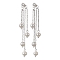 Aretes de perlas naturales en la parte delantera y trasera, aretes con borlas y cadenas de aleación