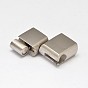 304 Stainless Steel Magnetic Clasps with Glue-in Ends, Frosted, Rectangle, 25x13x8mm, Hole: 6x11.5mm