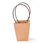 Trapezoid Kraft Paper Gift Bags with Plastic Haddles
