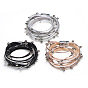 PU Leather Multi-strand Bracelets, with Alloy Magnetic Clasp and Rhinestone, Round, Platinum