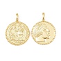 Латунные подвески, плоский круглый с человеческими прелестями, долговечный, стойки покрытие, без свинца и без кадмия