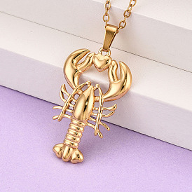 304 подвесные из нержавеющей стали ожерелья, омар, ионное покрытие (ip)