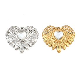 304 pendentifs en acier inoxydable avec strass en cristal, aile avec breloques coeur