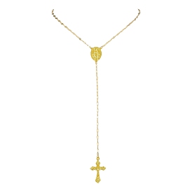 Alloy Cross Pendant Necklaces for Women, with Brass Dapped Chains