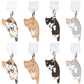 8 шт. 4 стили силиконовые мобильные заглушки от пыли, с подвесками из эмали и сплава , форма кошки