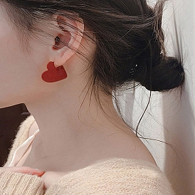 Серьги-гвоздики в форме сердца из смолы для женщин, с 925 штырями стерлингового серебра