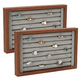 4Plateaux de présentation en bois pour bagues, rectangle