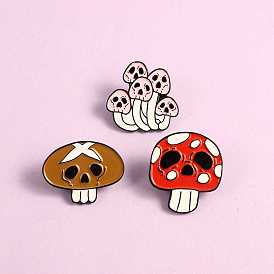 Halloween Mushroom Skull Enamel Pin, Alloy Brooch for Backpack Clothes