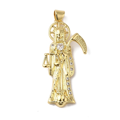 Placage de crémaillère en laiton micro pavé pendentifs en zircone cubique claire, plaqué longue durée, sans plomb et sans cadmium, décès