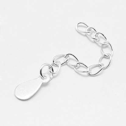 925 Sterling Silver Extender Chains, with Teardrop Charms