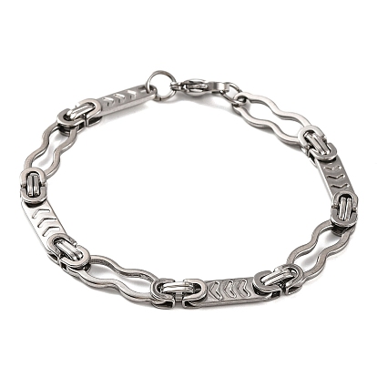 201 Stainless Steel Byzantine Chain Bracelets, with 304 Stainless Steel Clasps