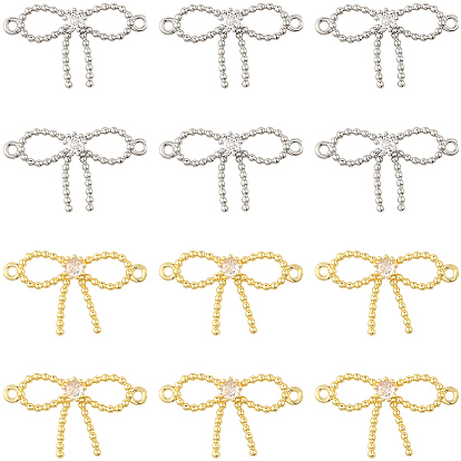 16 шт. 2 цвета стойка покрытие латунь паве прозрачный кубический цирконий подвески-бантики, без свинца и без кадмия, долговечный