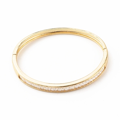 Clear Cubic Zirconia Hinged Bangle, Brass Jewelry for Women, Cadmium Free & Lead Free