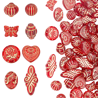 80 шт 8 стили покрытия акриловых бусин, металла обвитые, разнообразные