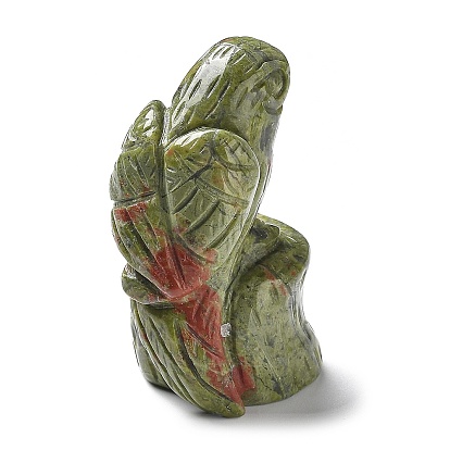 Natural Gemstone Carved Healing Parrot Figurines, Reiki Energy Stone Display Decorations