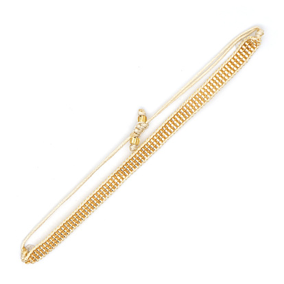 Miyuki Seed Braided Bead Bracelet, Flat Band Friendship Bracelet for Women