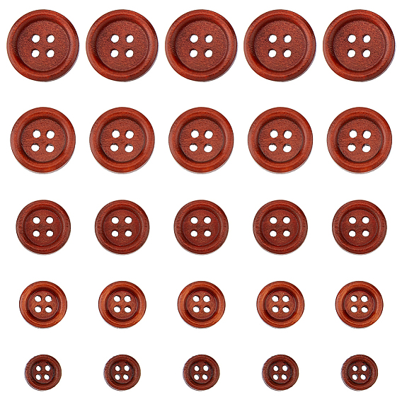 300 шт 5 стиль 4 деревянные пуговицы с отверстиями, плоско-круглые