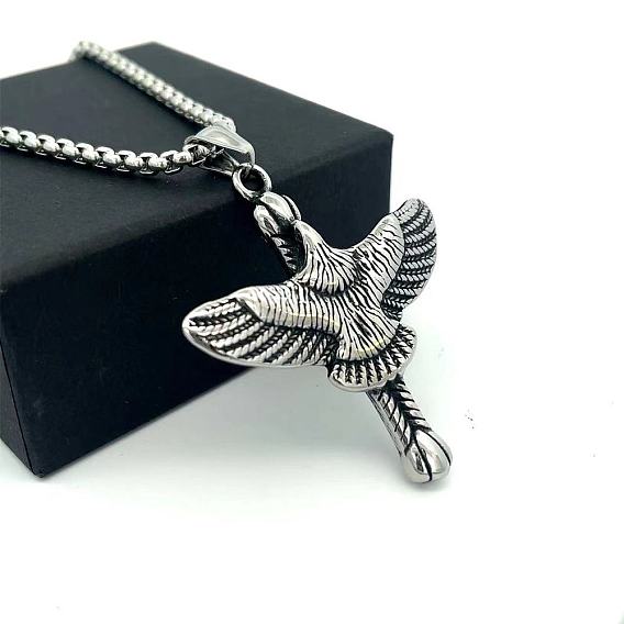 Винтажный хип-хоп 304 Подвеска в виде орла из нержавеющей стали для мужчин и женщин, не тускнеет