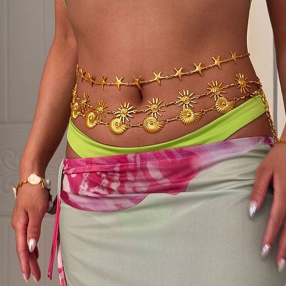 Летний пляж 304 цепочки из нержавеющей стали для талии и живота для сексуального бикини