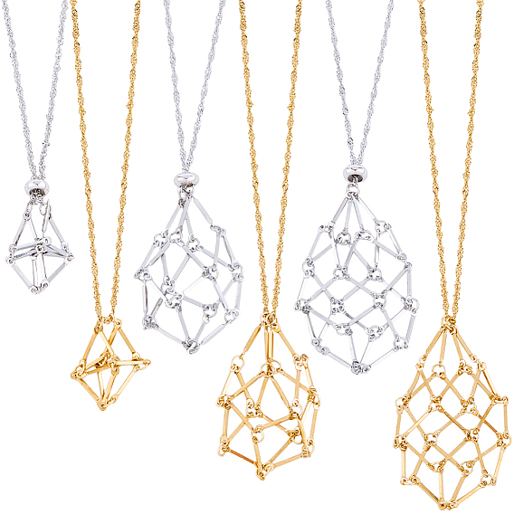 2 наборы 2 цвета 304 цепочка из кубовидных звеньев нержавеющей стали макраме-мешок пустой держатель для камней изготовление ожерелий