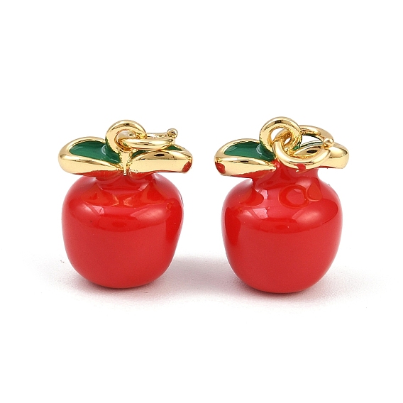 Латунь эмаль подвески, с целью перехода в кольце, яблочные прелести, без свинца и без кадмия, долговечный, реальный 18 k позолоченный, стойки покрытие