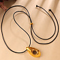 304 Stainless Steel Pendant Adjustable Black PU Leather Slider Necklaces, Golden/Silver