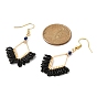 Glass Seed Braided Chandelier Earrings, Golden 304 Stainless Steel Jewelry for Women, Rhombus
