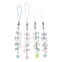 4Pcs Glass & Acrylic Mobile Straps, Flower & Star