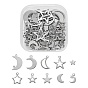 60Pcs 10 Style 304 Stainless Steel Pendants, Moon & Star
