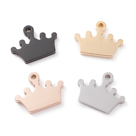 Ion Plating(IP) 304 Stainless Steel Charms, Laser Cut, Crown