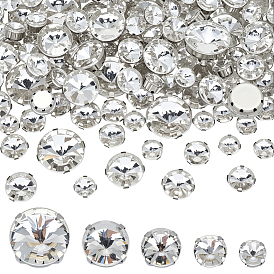 120Шитье со стразами, многожильных ссылки, стекло горный хрусталь, с латунными зубцами в платиновых тонах, плоско-круглые