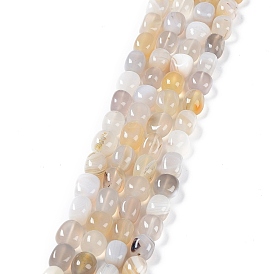 Brins de perles d'agate naturelles à bandes/rayures, pépites en pierre roulée