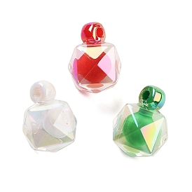 Непрозрачные акриловые подвески с УФ-покрытием, Новогодняя тема, переливающийся двухцветный, Топ пробуренной, многоугольник