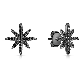 925 Sterling Silver Star Stud Earrings, with Cubic Zirconia
