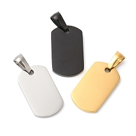 Ion Plating(IP) 304 Stainless Steel Pendants, Rectangle Charm