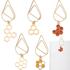 5шт. скрепки из углеродистой стали, с подвесками в виде сот из сплава эмали