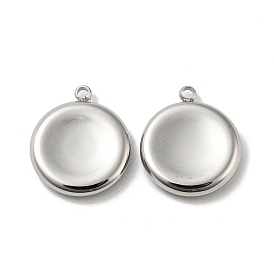 304 Stainless Steel Pendants, Flat Round Charms