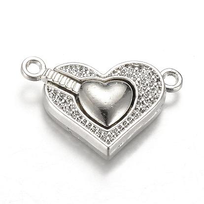 Alloy Magnetic Clasps with Loops, Heart